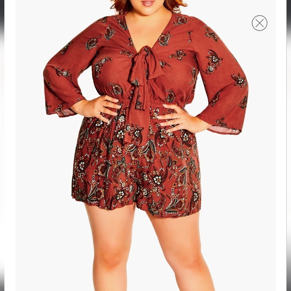 🥚3/30 City Chic Playsuit Bronze Boho